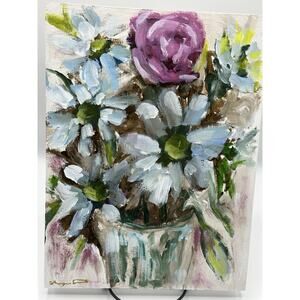 Abstract Floral Bouquet acrylic painting on cradled wood panel